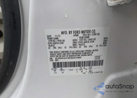 2014 Ford Edge Sel from USA, damaged, VIN 2FMDK4JC8EBA01460